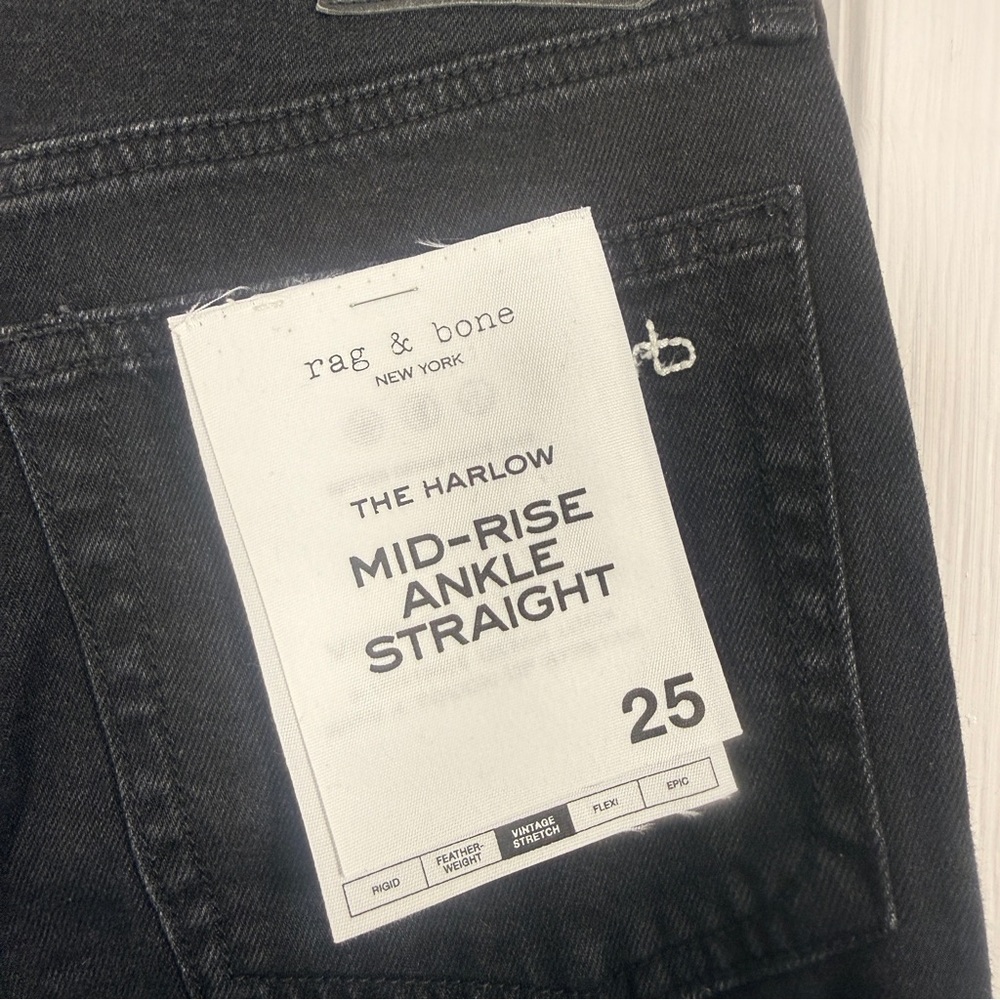 Rag & Bone Harlow Jewel Mid-Rise Ankle‎ Jeans Black 25 - Picture 11 of 11